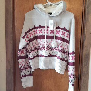 Derek Heart Gray and Violet Hooded Sweater